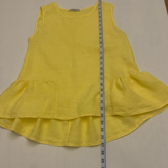 Francesca Bettini yellow 100% linen peplum sleeveless top size M - Picture 7 of 12